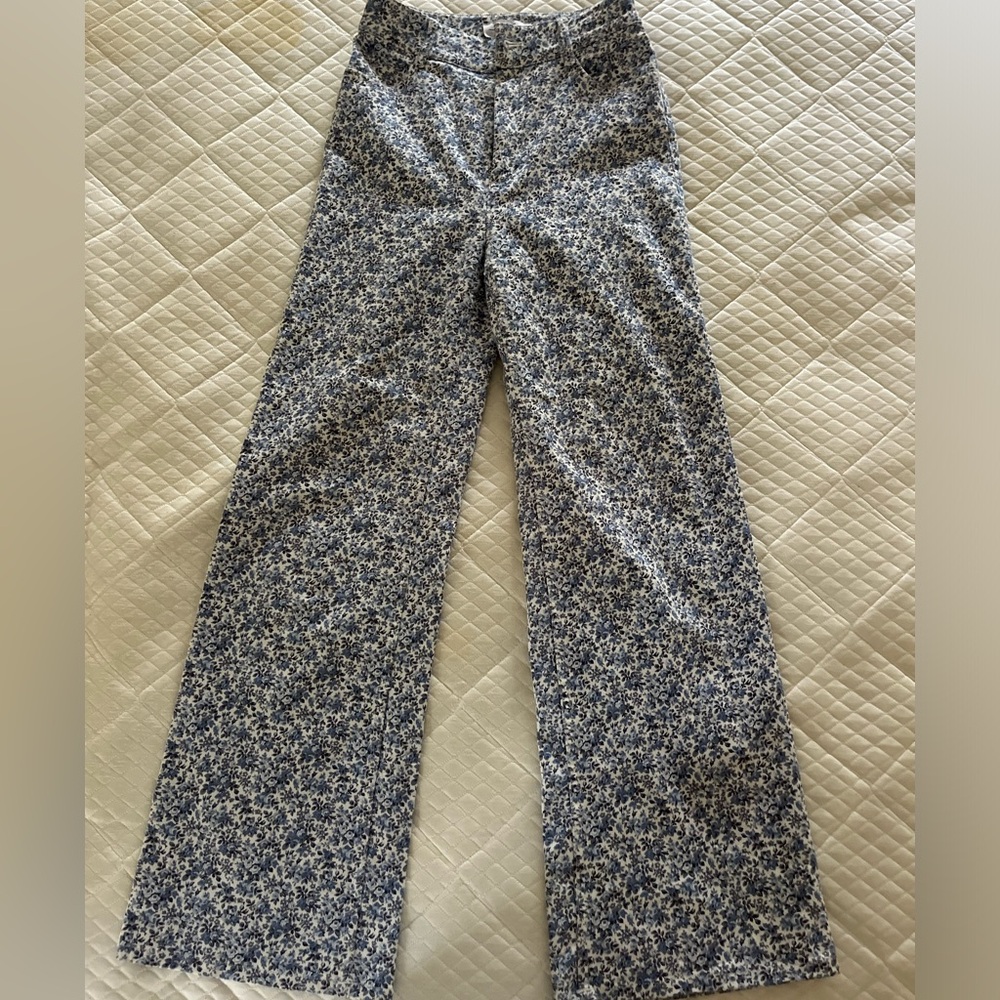 & Other Stories Blue Floral Wide-Leg Pants